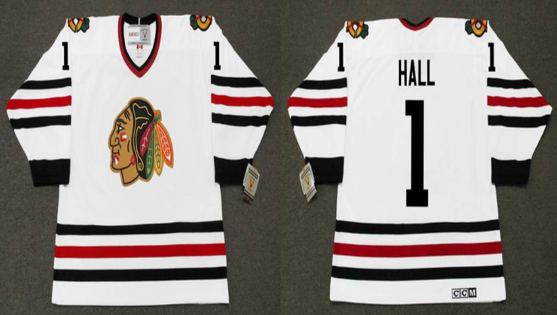 2019 Men Chicago Blackhawks #1 hall white CCM NHL jerseys->chicago blackhawks->NHL Jersey